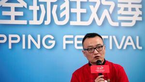 Head of Logistics for 2020.11.11 Sun Jian speaks during the Alibaba Group’s Singles’ Day global shopping festival at their headquarters in Hangzhou, Zhejiang province, China, November 11, 2020. REUTERS/Aly Song