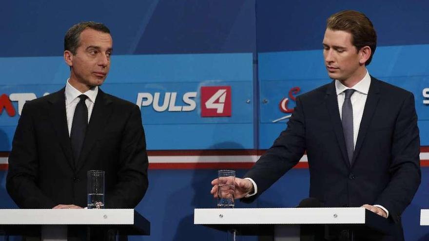 Kern y Kurz, en un debate televisivo celebrado al cierre de las urnas. // Reuters