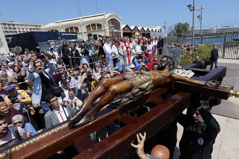 Llegada del Cristo del Grao, el Negret, al puerto