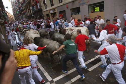 EL S?PTIMO ENCIERRO, EL M?S MASIVO DE ESTE A?O, SIN HERIDOS POR ASTA