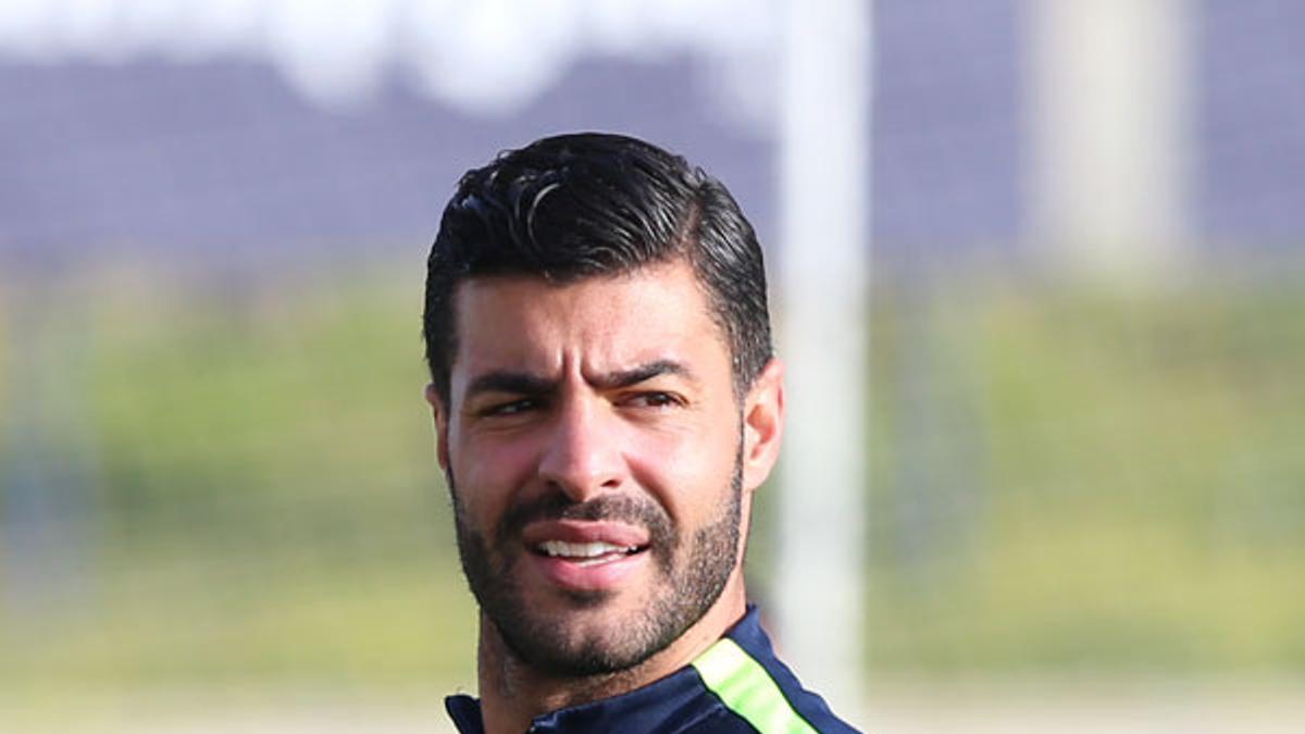 Miguel Torres durante un entrenamiento del Málaga