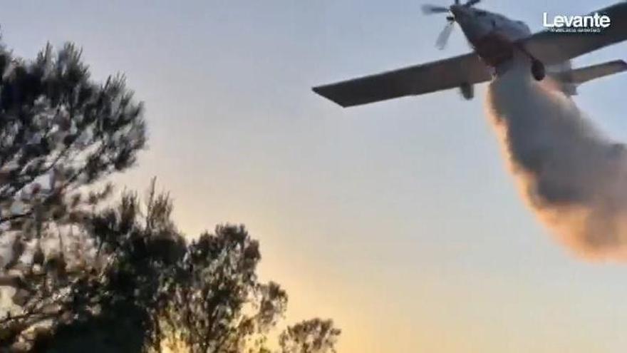Incendio forestal junto a unas casas en Sagunt