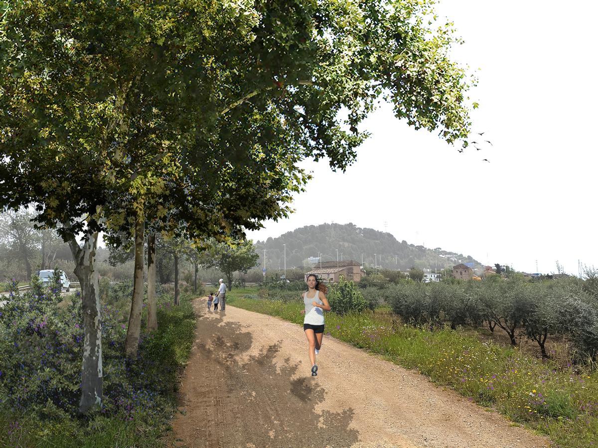 Render de la mejora del camino fluvial del río Llobregat