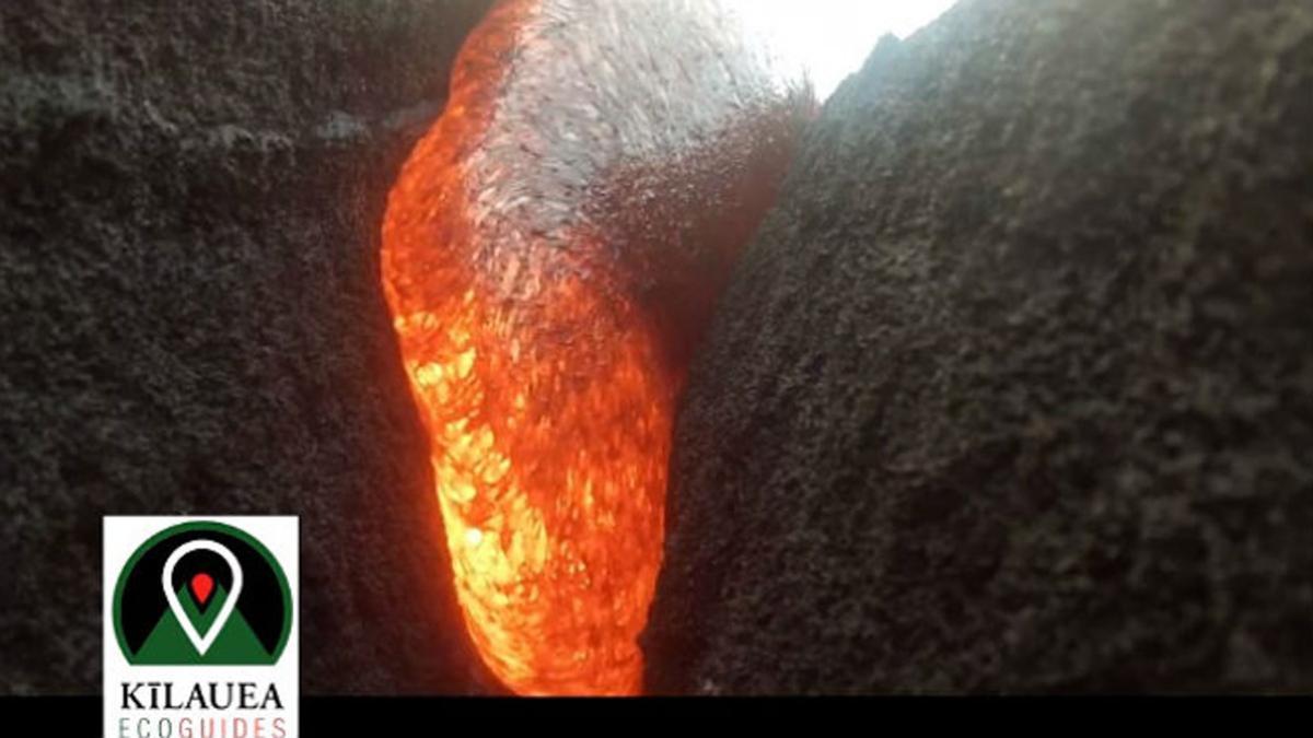 Imagen captada por la cámara GoPro de la erupción del volcán Kilauea.