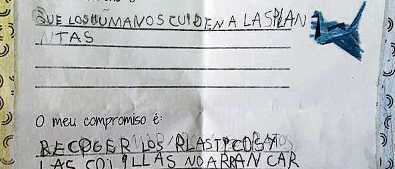 Uno de los deseos entregados en el colegio. // FdV