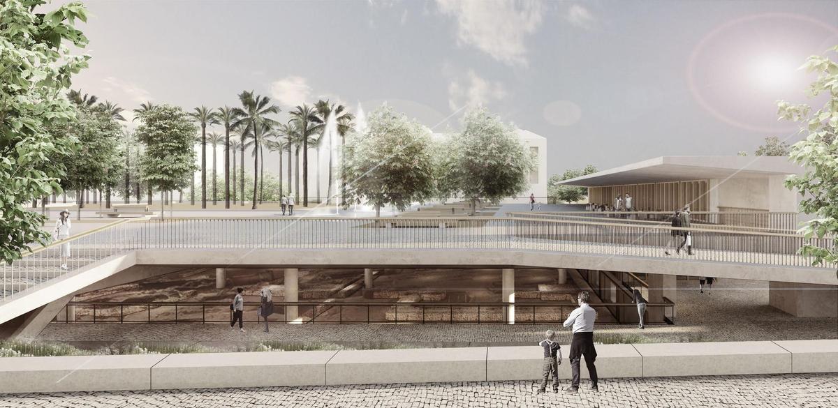 Recreación de la plaza flotante que se construirá sobre los restos arqueológicos de San Esteban en la segunda fase del proyecto.