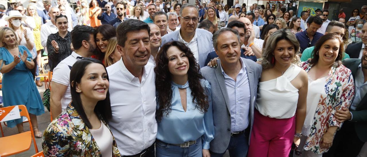 Inés Arrimadas, Juan Marín, Rocío Ruiz, Ángel Pimentel y Erica Nevado, en la presentación de las candidaturas para el 19-J.