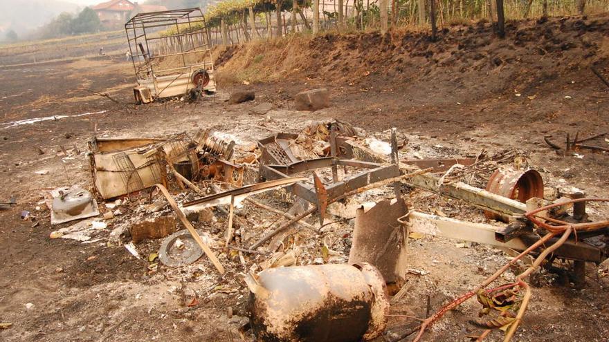 Estado en que quedó una finca particular en la parroquia de Cepeda, en Pazos de Borbén. / Antonio Pinacho