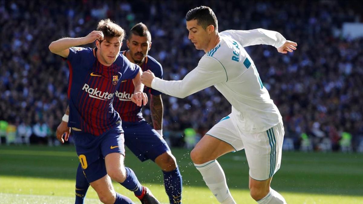 Sergi Roberto mantuvo un intenso duelo con Cristiano Ronaldo