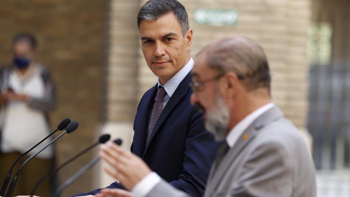 Pedro Sánchez y Javier Lambán, el pasado 16 de septiembre en su encuentro en el Pignatelli.