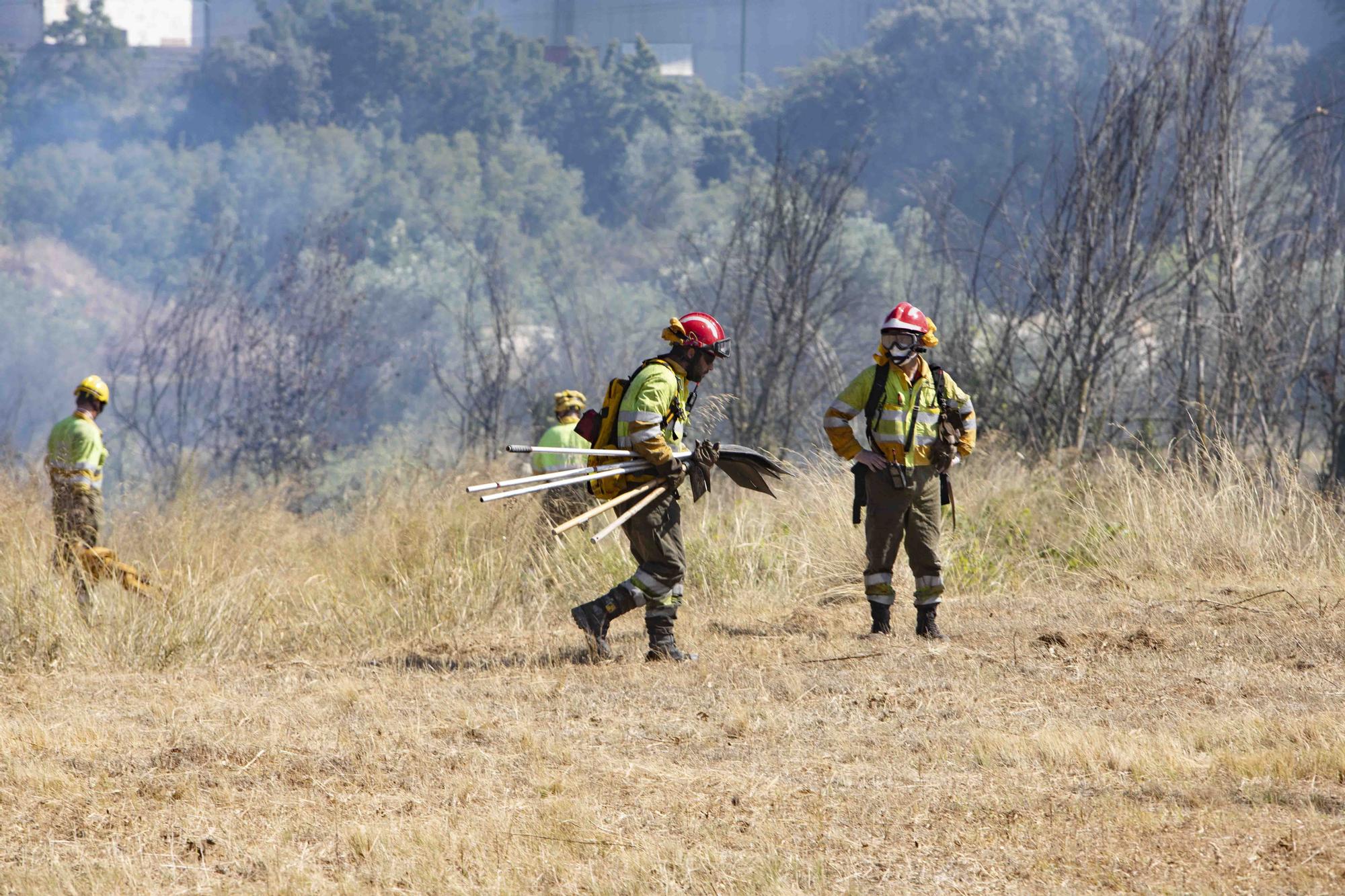 Los incendios de Ontinyent y L'Olleria movilizan una importancia dotación de bomberos y hasta 16 medios áreos