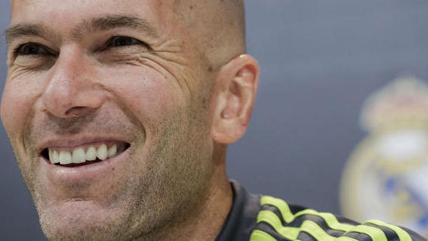 Zinedine Zidane, en la rueda de prensa de hoy en Valdebebas