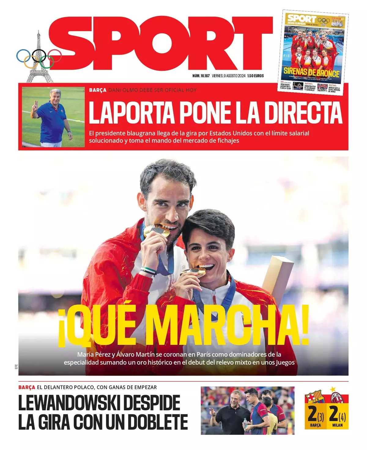 La portada SPORT de hoy, jueves 08 de agosto de 2024