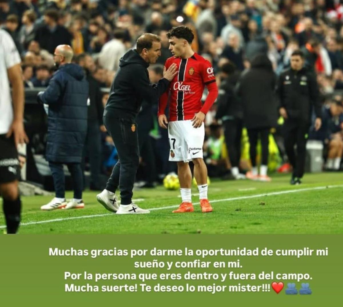 El mensaje de Jan Virgili a Arrasate a través de su Instagram.