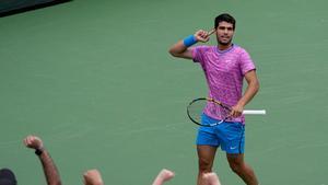 Carlos Alcaraz, celebrando un punto en la final contra Daniil Medvedev