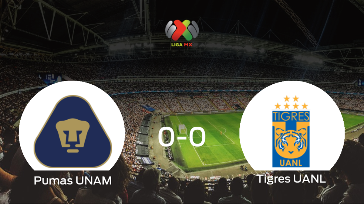 El Pumas UNAM y el Tigres UANL concluyen su enfrentamiento en el Estadio Olimpico Universitario sin goles (0-0)