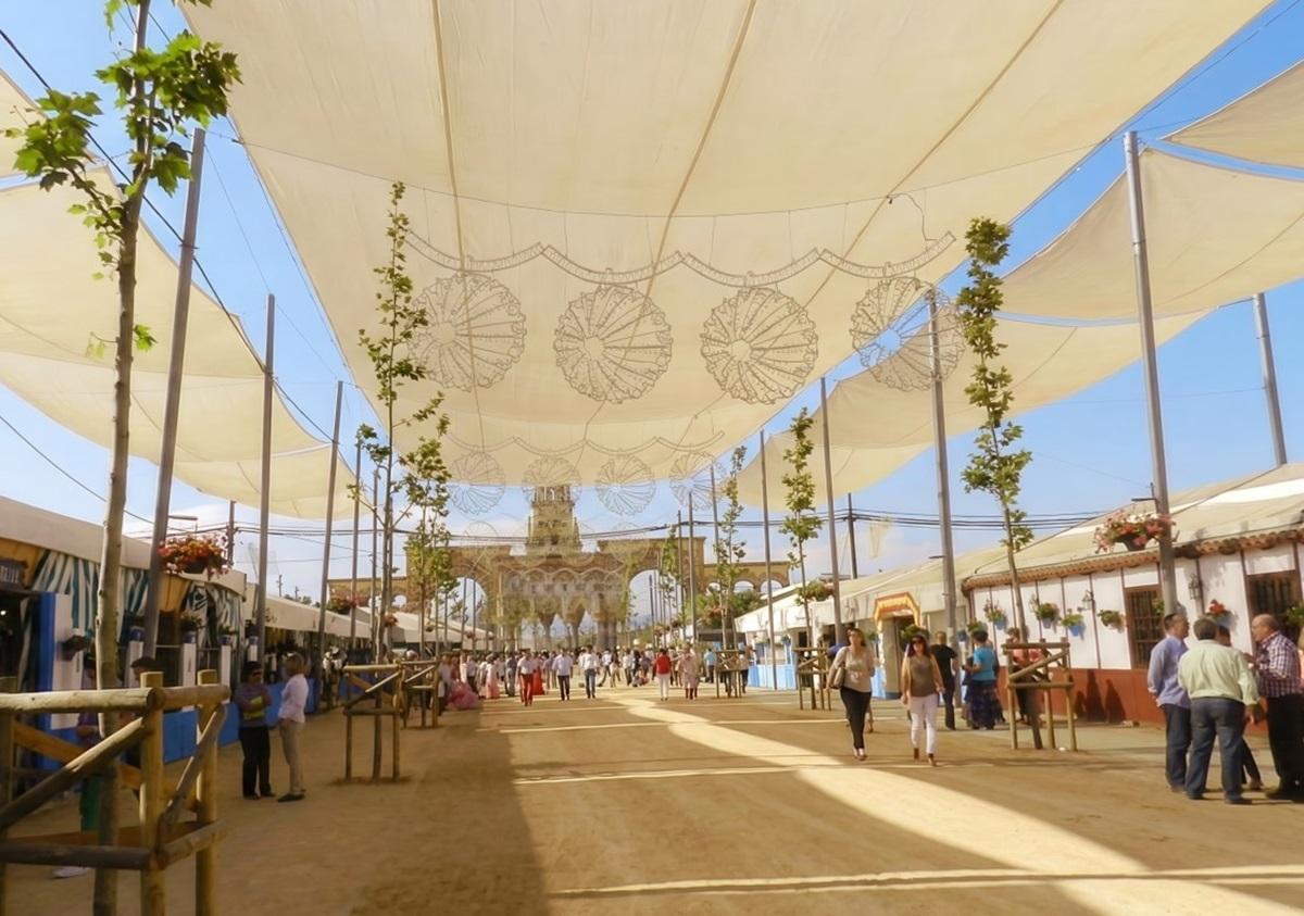 Recreación virtual del entoldado de las dos calles principales de la Feria de Córdoba tal y como lo ha anunciado el alcalde durante el debate del estado de la ciudad, en una imagen facilitada por el Ayuntamiento.