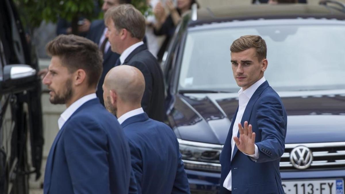 Griezmann, a su salida del Palacio del Eliseo en París.