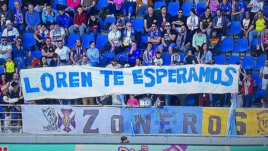 Pancarta desplegada en una zona del Heliodoro Rodríguez López durante el partido entre el Tenerife y la Ponferradina, esta temporada. | | LP/DLP