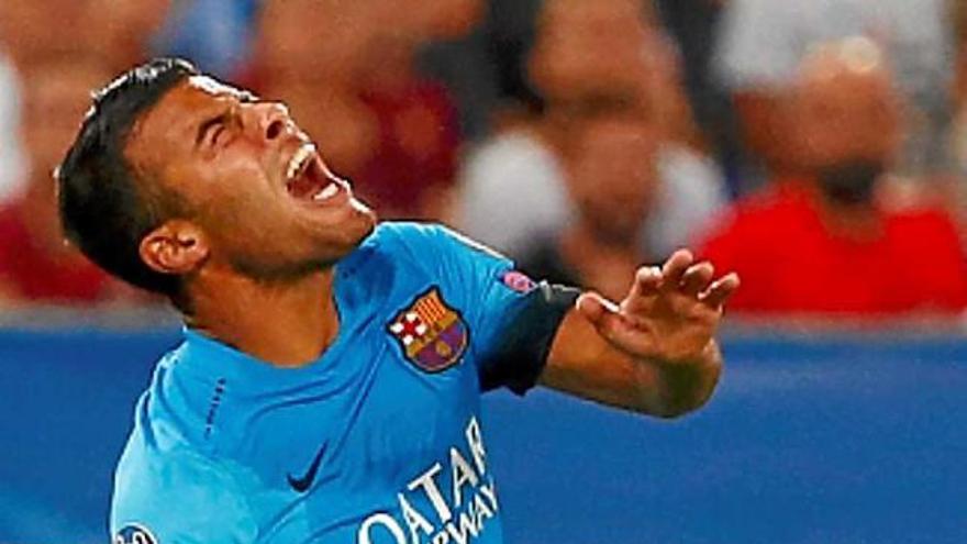 Rafinha en el moment de lesionar-se