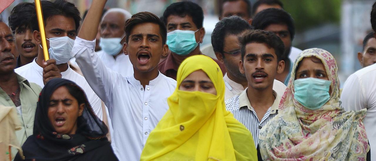 Protesta de refugiados en Kabul