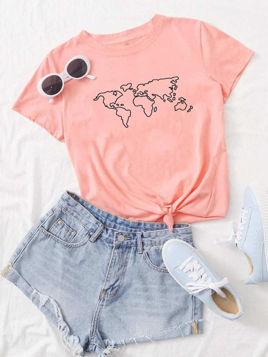 Camiseta rosa mundial de SheIn