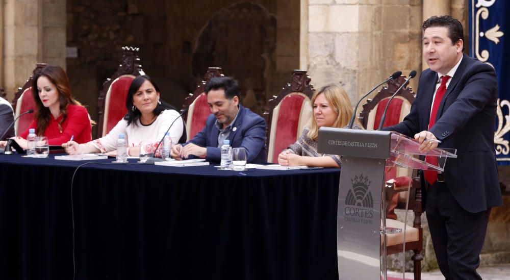 Diversos momentos del Pleno de las Cortes en León