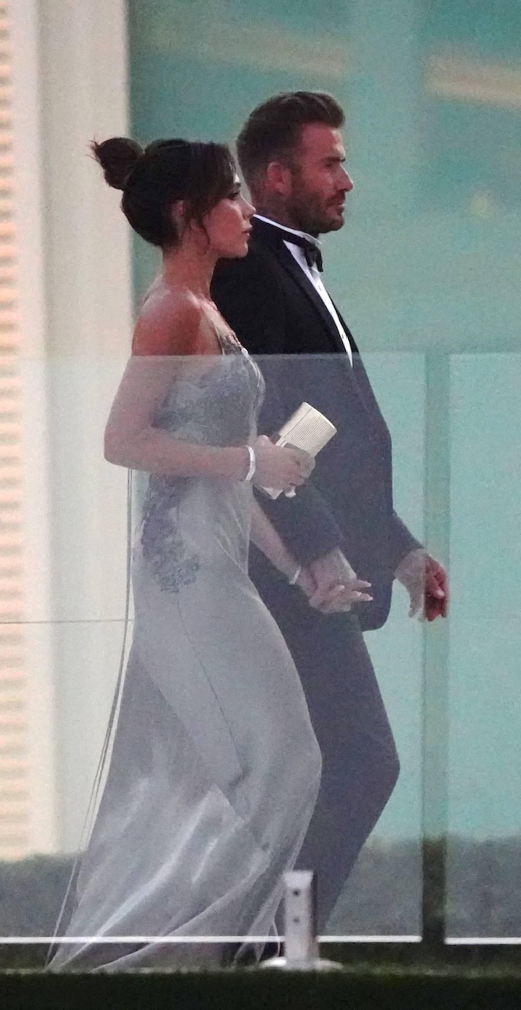 Victoria Beckham y David Beckham en la boda de su hijo Brooklyn con Nicola Peltz