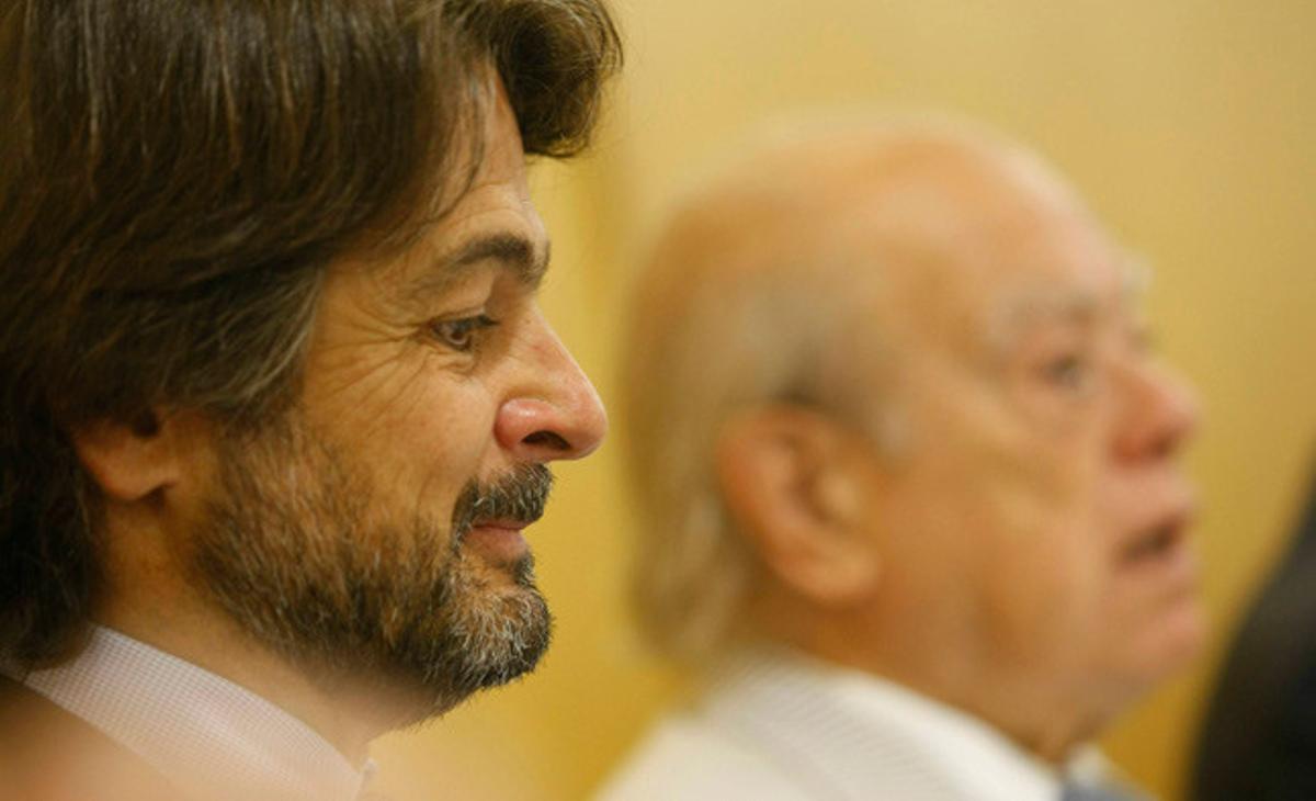 Oriol Pujol i Jordi Pujol, durant la reunió de l’executiva de CiU del dilluns 5 de setembre.