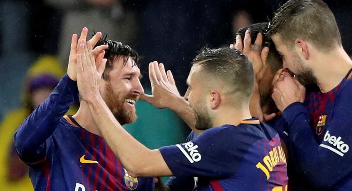 Messi, Jordi Alba y Piqué, en una fotografía de 2018.