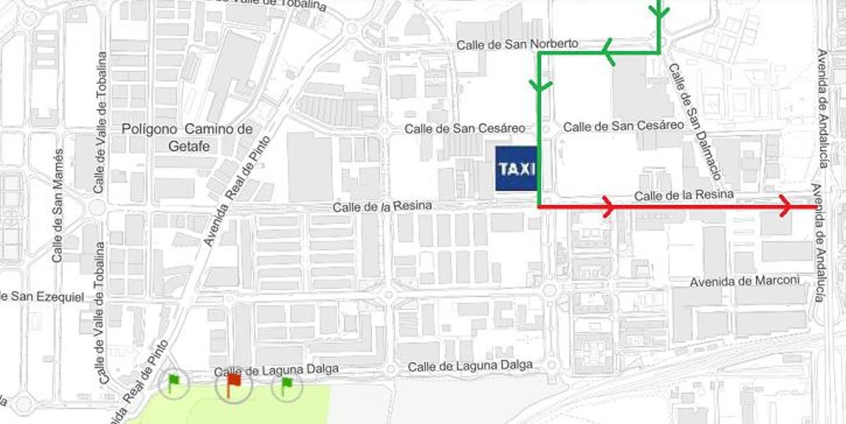 Plano de zona de espera de Taxis con motivo del evento Iberdrola el 27 de junio en Madrid