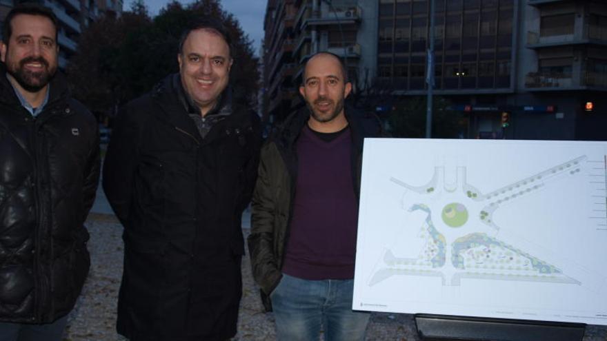 Jordi Serracanta, Valentí Junyent i Marc Aloy amb el projecte a la Bonavista