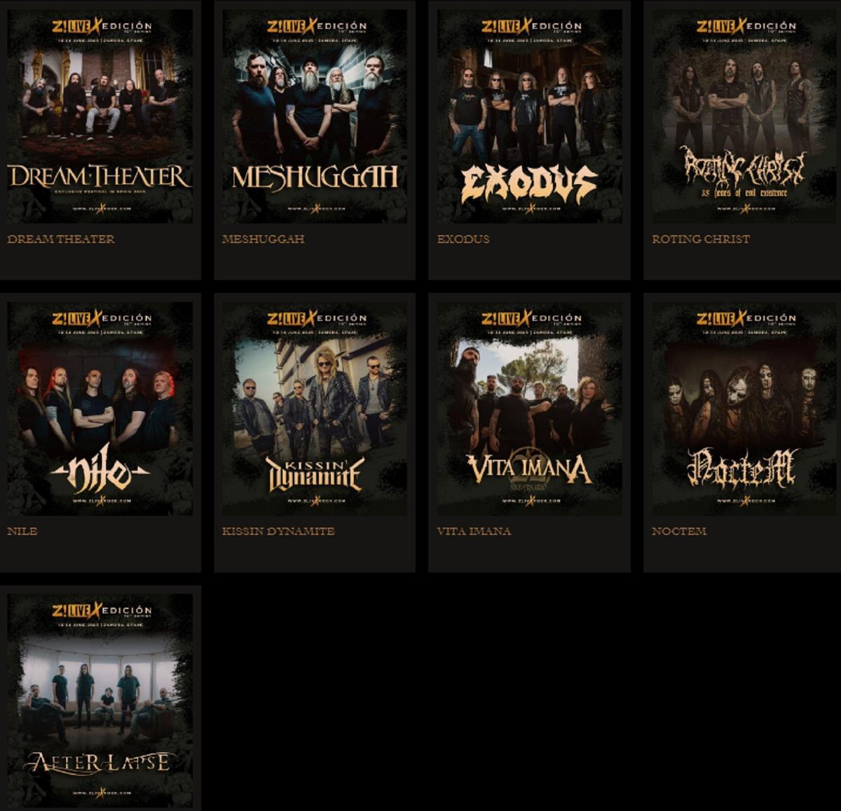 Bandas que actuarán el jueves 12 de junio en el festival Z Live Rock.