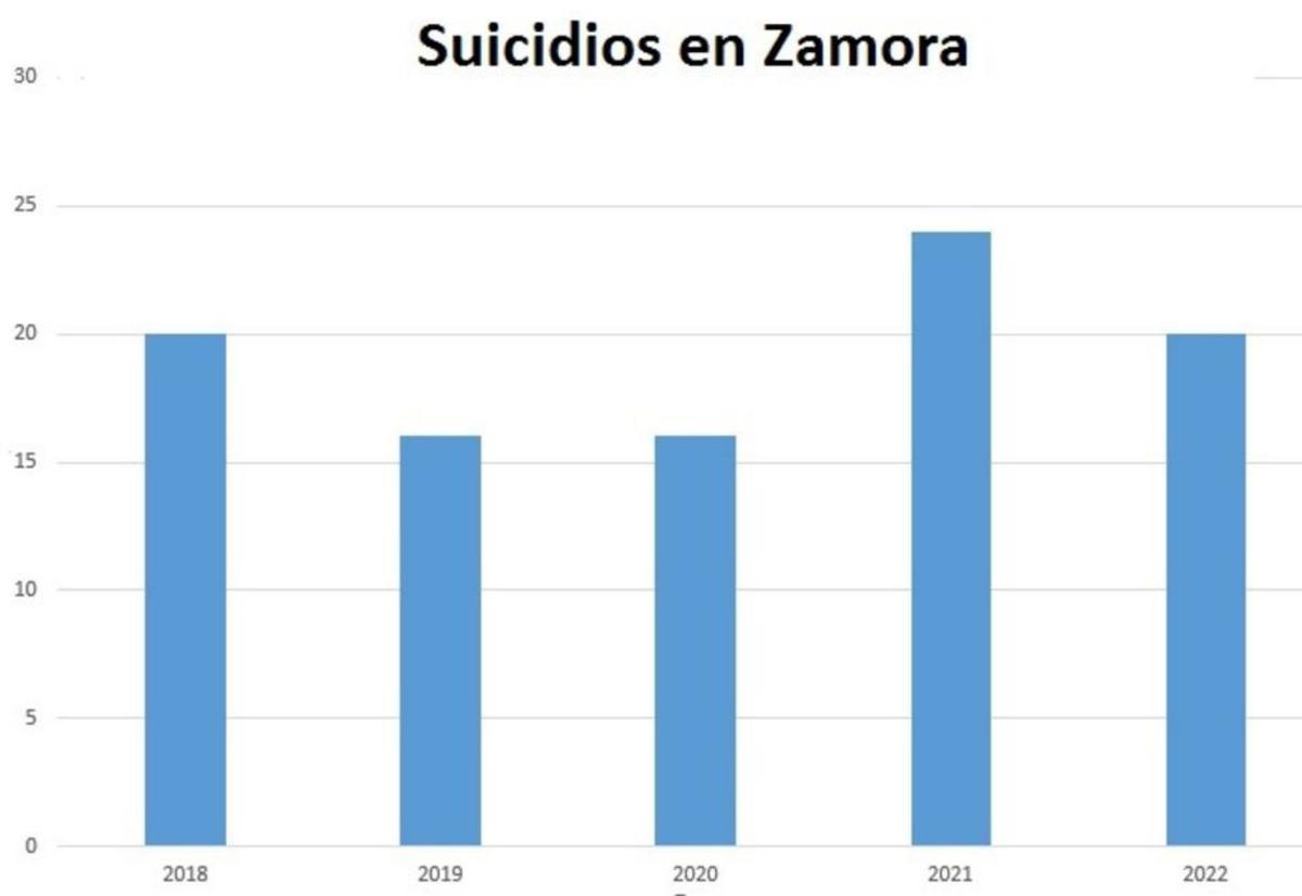 Evolución de los suicidios en Zamora desde 2018. | L.O.Z.