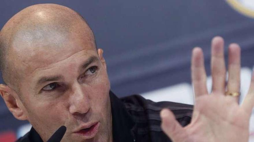 Zidane, durante la rueda de prensa de ayer.