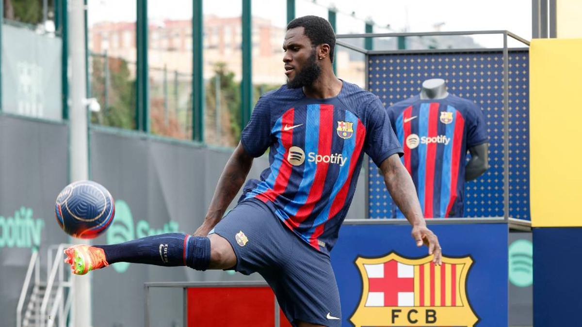 Franck Kessié el día de su presentación con el Barça.