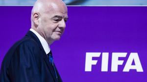 Infantino, en el reciente congreso de FIFA en el que ha sido reelegido como presidente