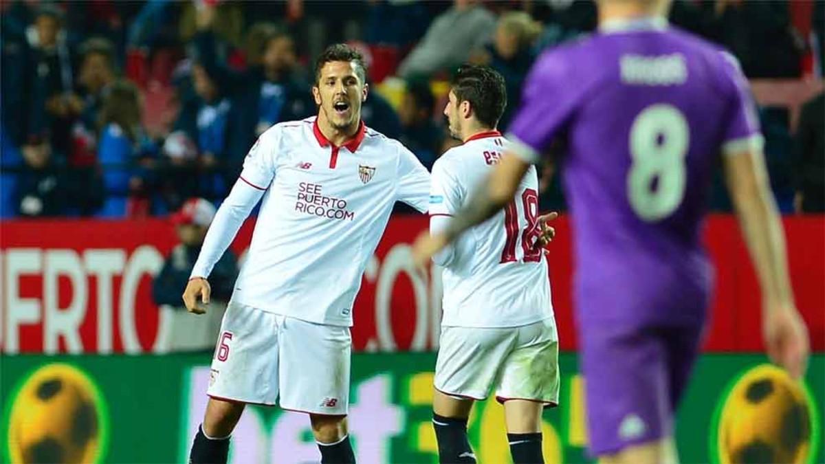 Jovetic marcó su primer gol con el Sevilla