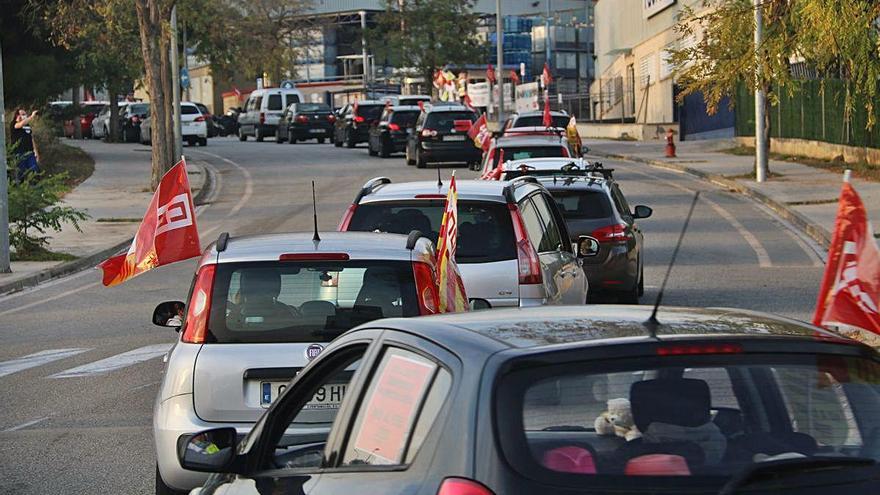 Un moment de la mobilització ahir de la plantilla de Faurecia