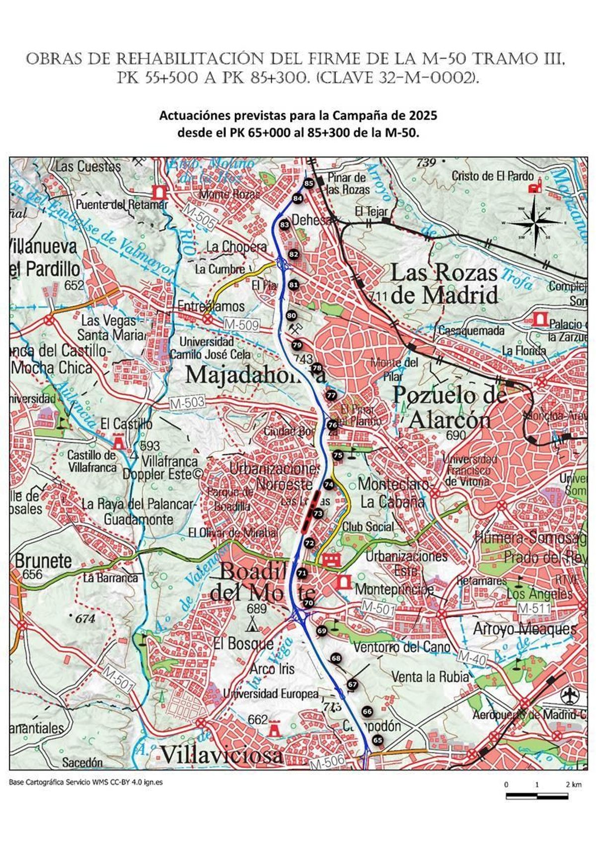 Zona afectada por las obras de la M50
