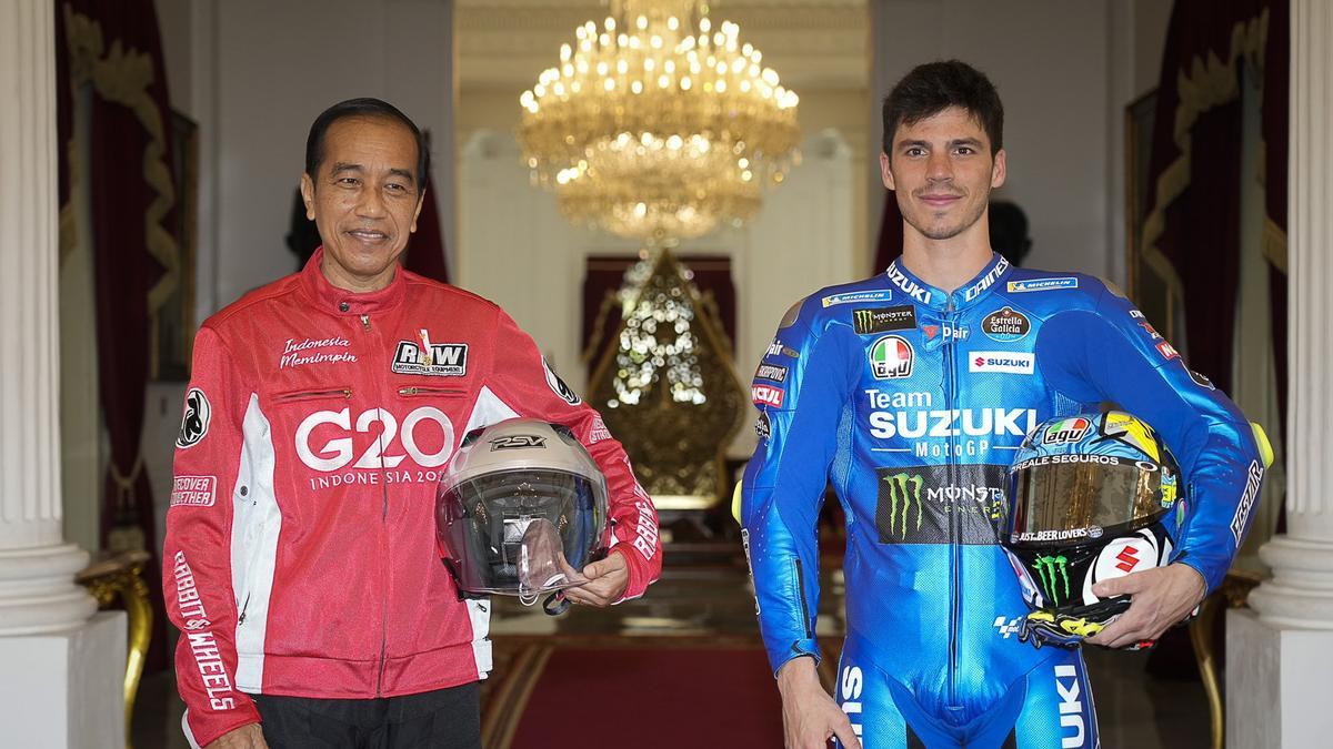 Joan Mir, con el presidente Joko Widodo en la recepción a los pilotos del Mundial de MotoGP