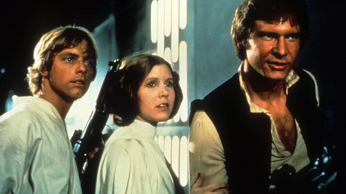 Han Solo (Harrison Ford) junto a los personajes de Leia y Luke Skywalwer, en la primera trilogía de 'La guerra de las galaxias'.