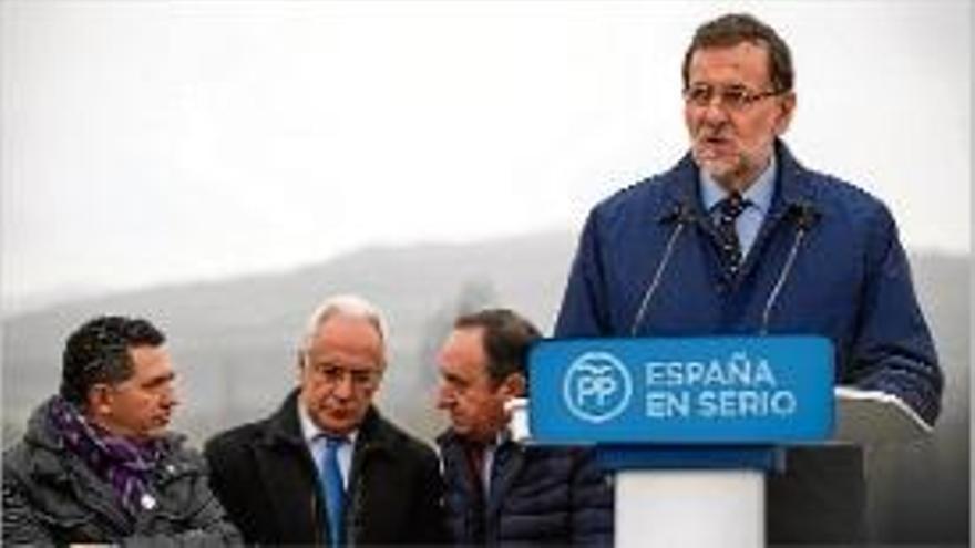 El president i candidat del PP, Mariano Rajoy, ahir a Logronyo.