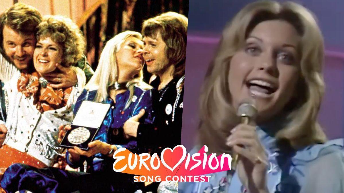 ABBA y Olivia Newton-Jones en Eurovisión 1974.