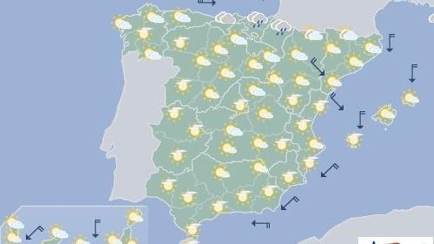 Cielos poco nubosos o despejados en Canarias