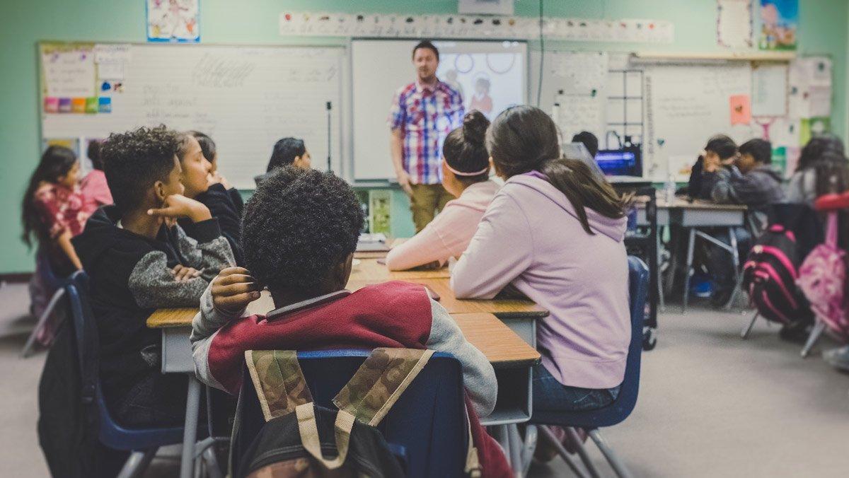 Alumnos, en una escuela catalana.