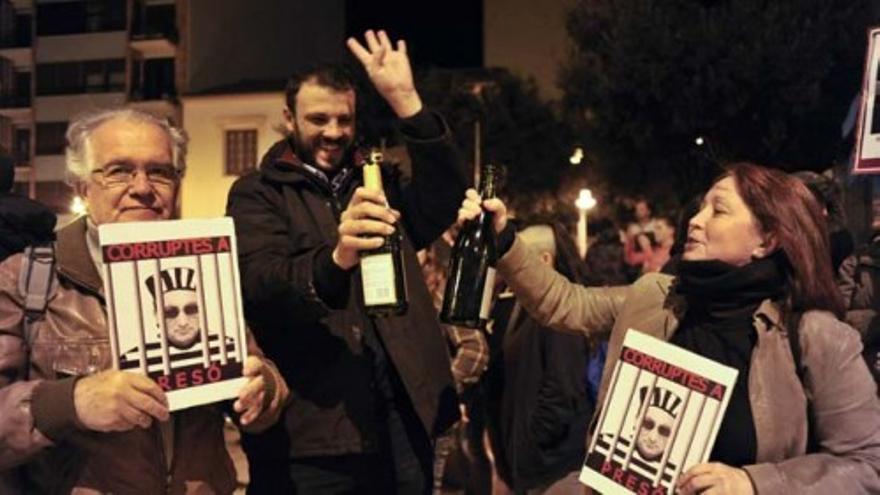 Celebración en Castellón de la entrada en prisión de Fabra