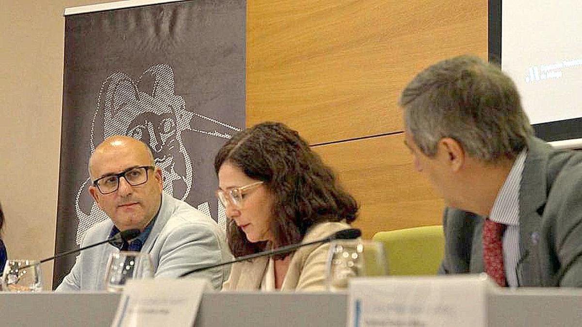 El vicepresidente y diputado de Cultura, Manuel López Mestanza, durante la presentación de Fancine