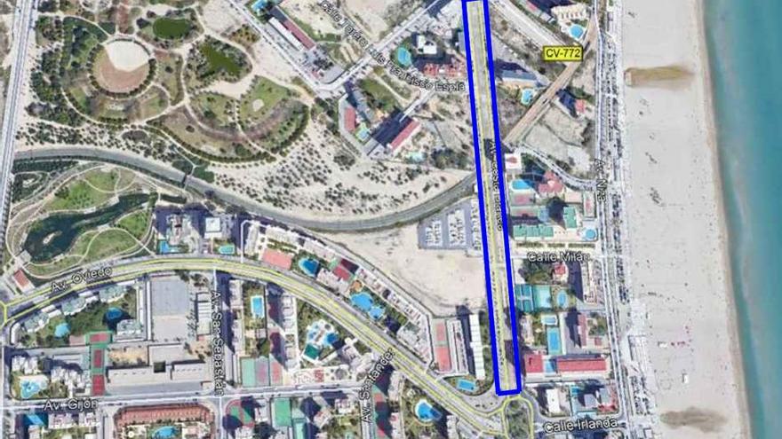 Plano de las obras que se ejecutarán en la mediana de la avenida Costa Blanca en Playa San Juan.
