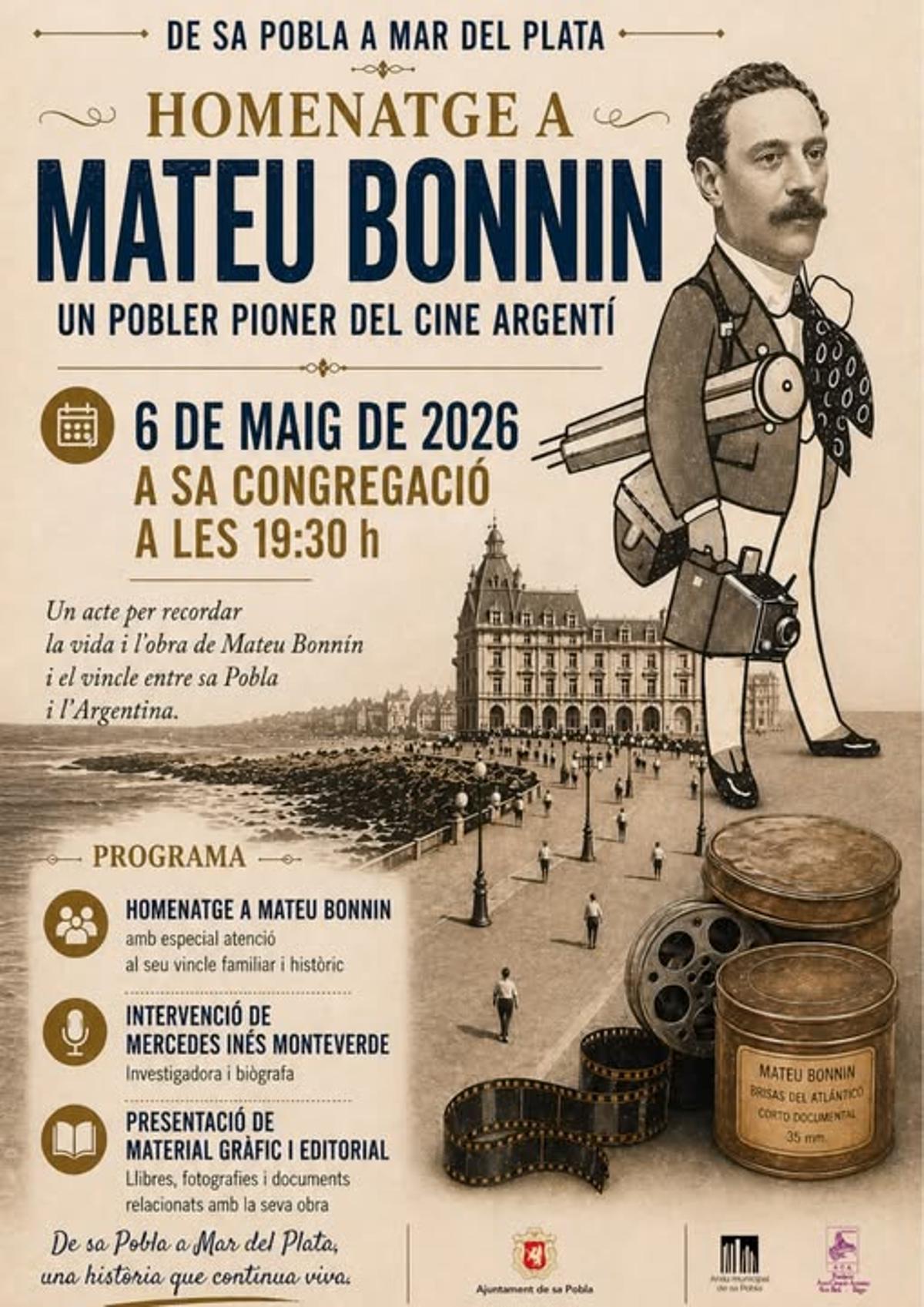 Cartel del homenaje a Mateu Bonnin.